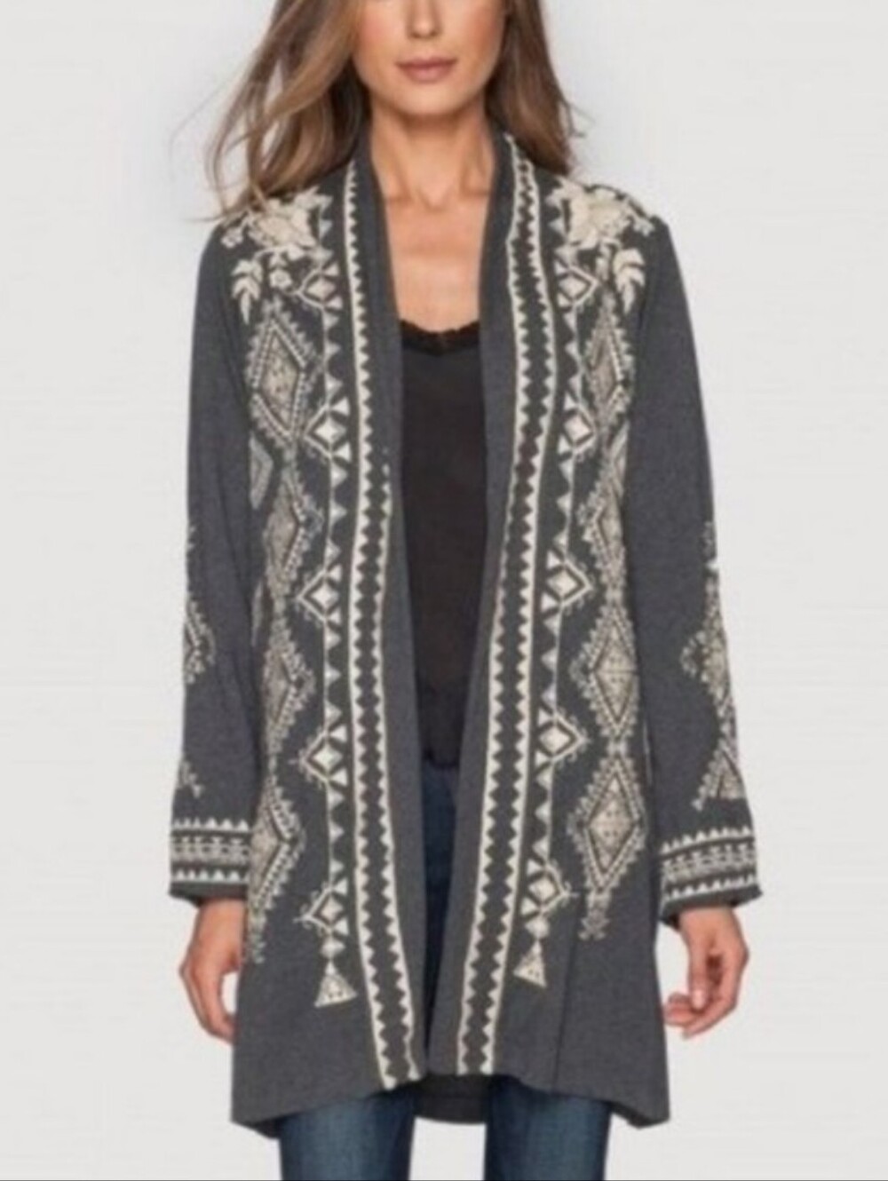 Johnny Was Tulia Aztec Tribal Embroidered Cardigan, Size Medium, NWOT